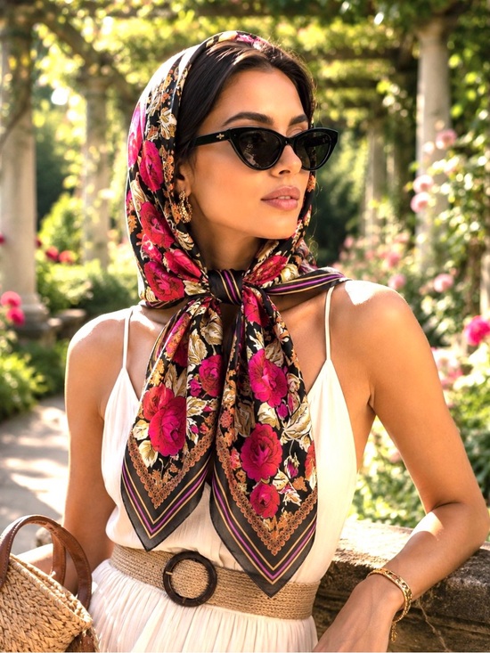 Accessories - Pink Rose Floral Scarf